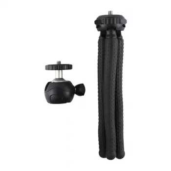PULUZ PU435 mini octopus statief flexibel buigbaar statief met 360° kogelkop en telefoonhouder voor smartphones, compactcamera's, actiecamera's, kleine systeemcamera's, max. belasting 1,2 kg, zwart