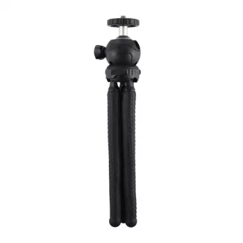 PULUZ PU435 mini octopus statief flexibel buigbaar statief met 360° kogelkop en telefoonhouder voor smartphones, compactcamera's, actiecamera's, kleine systeemcamera's, max. belasting 1,2 kg, zwart