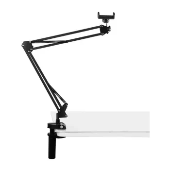 PULUZ PU650B Live-streaming houder met telefoonhouder (Zwart) – tafelstandaard met 16 cm LED-ringlamp