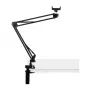 PULUZ PU650B Live-streaming houder met telefoonhouder (Zwart) – tafelstandaard met 16 cm LED-ringlamp