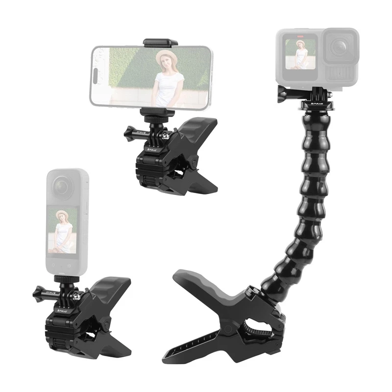 PULUZ PU740B verstelbare houder voor sportcamera's met klem