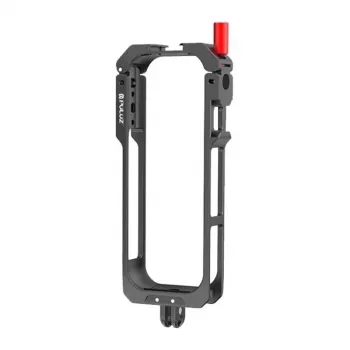 PULUZ PU759B aluminium beschermkooi voor Insta360 X5 actiecamera met 1/4 inch-20 schroefdraad en cold shoe mount