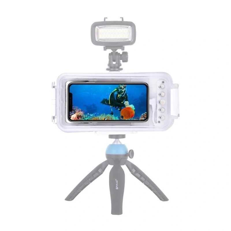 PULUZ PU9010W waterdichte hoes voor iPhone – 45m onderwaterbehuizing, wit