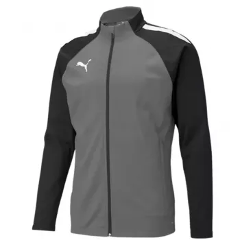 PUMA teamLIGA herentrainingsshirt met kwartrits, Medium Grey Heather/Puma Black, maat S
