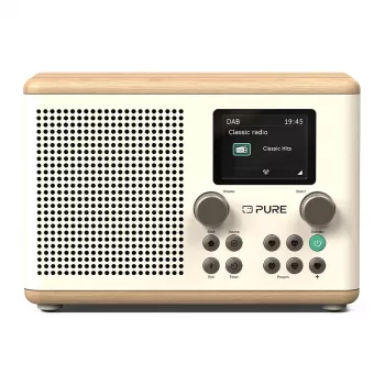 Pure Classic H4 DAB/DAB+/FM digitale radio met Bluetooth, Cotton White/eiken