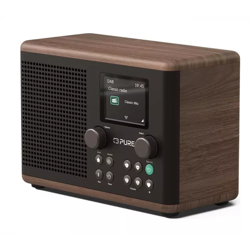 Pure Classic H4 DAB+ FM radio met Bluetooth 5.3, coffee black/walnut, 10W