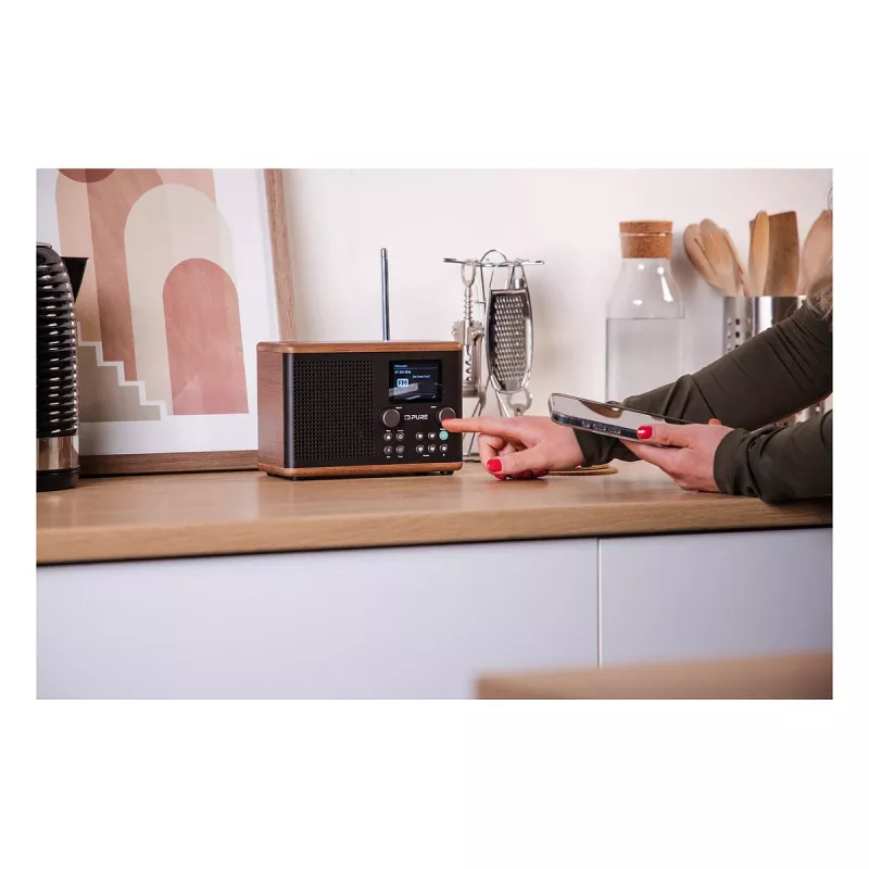 Pure Classic H4 DAB+ FM radio met Bluetooth 5.3, coffee black/walnut, 10W