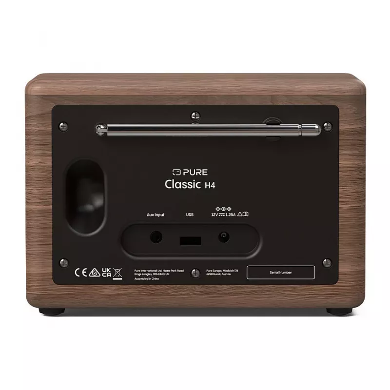 Pure Classic H4 DAB+ FM radio met Bluetooth 5.3, coffee black/walnut, 10W