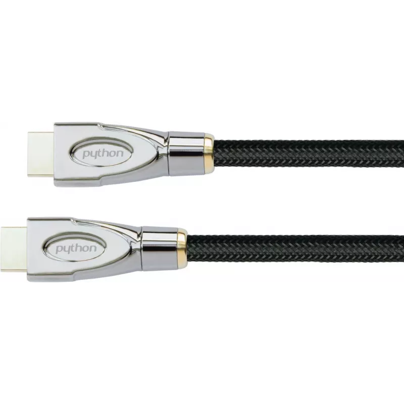 PYTHON GC-M0022 20m actieve High-Speed HDMI-kabel met Ethernet, 4K2K/UHD, Redmere-chip, vergulde contacten, OFC, nylonvlecht, zwart