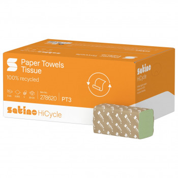 Satino HiCycle papieren handdoekjes V-vouw, groen, 3200 vel