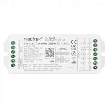 MiBoxer PZ5 5-in-1 LED-controller, Zigbee 3.0 + 2,4 GHz RF, 12–48 V, 20 A