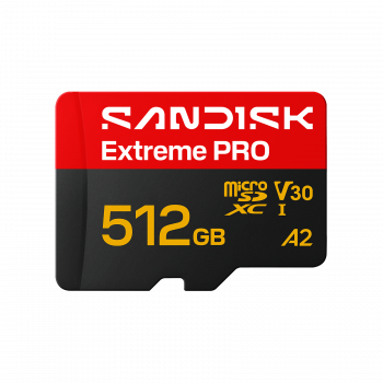 SanDisk Extreme PRO microSDXC 512 GB UHS-I A2 V30, tot 250/170 MB/s, SDSQXCJ-512G-GS6MA