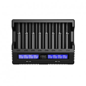 XTAR VC8S USB-C-lader voor 8 Li-Ion- en Ni-MH-accu's