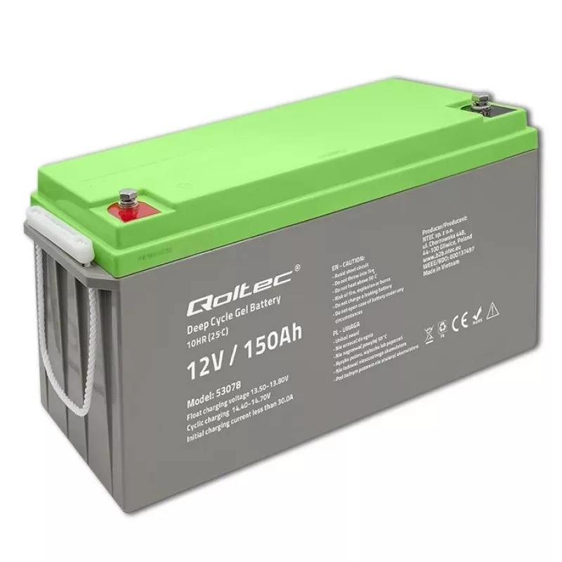 Qoltec Deep Cycle gel-accu 12V 150Ah 44,5kg