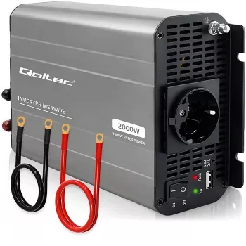 Qoltec gemodificeerde sinus omvormer 12V naar 230V 1000W/2000W met USB - compatibel met LiFePO4, GEL, AGM