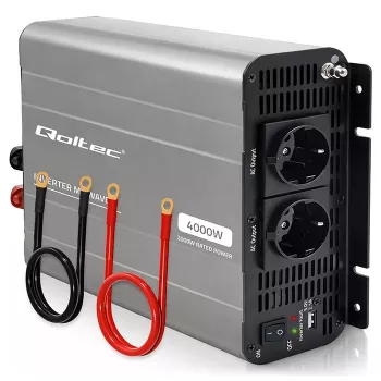 Qoltec gemodificeerde sinus omvormer 12V naar 230V 2000W/4000W met USB, compatibel met LiFePO4 GEL AGM