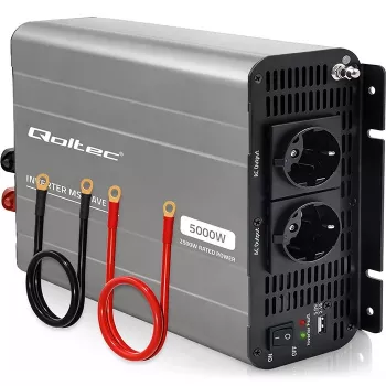 Qoltec gemodificeerde sinus omvormer 12V naar 230V 2500W/5000W met USB, LiFePO4 GEL AGM compatibel