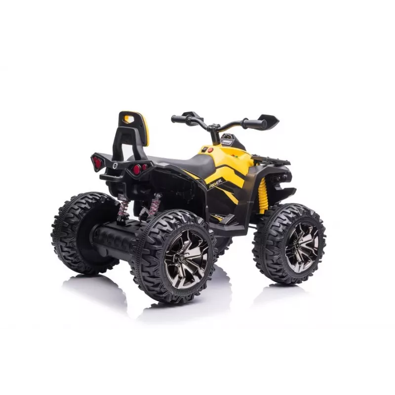 QLS-3288 elektrische berijdbare quad met rugleuning, LED-verlichting, MP3, geel