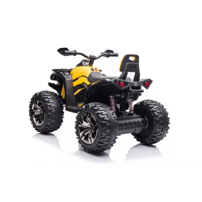 QLS-3288 elektrische berijdbare quad met rugleuning, LED-verlichting, MP3, geel