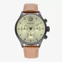RADIANT heren analoog quartz horloge RA641704 43mm roestvrij stalen behuizing zwarte wijzerplaat leren band