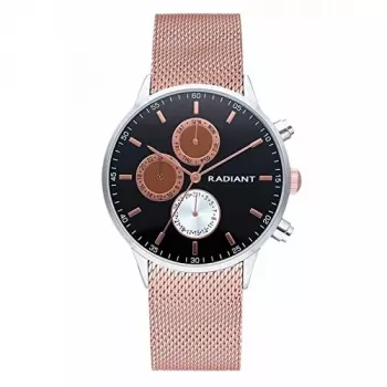 RADIANT New Man Heren Analoog Quartzhorloge RA601704 41mm Zwarte Wijzerplaat Edelstaal Meshband