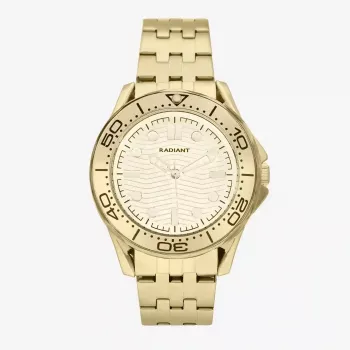 RADIANT RA653204 heren analoog quartz horloge 42mm blauwe wijzerplaat bruine leren band