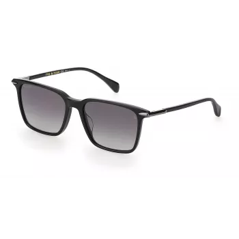 RAG&BONE RNB5028GS8075 heren zonnebril, hoekig, zwart acetaat montuur, grijs verlopende glazen, 55 mm