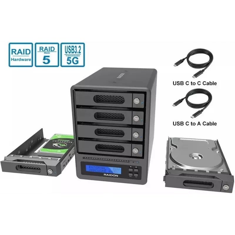 RAIDON GR5640-SBA31 4-bay SATA HDD/SSD behuizing USB 3.1 Gen 2 eSATA hardware RAID