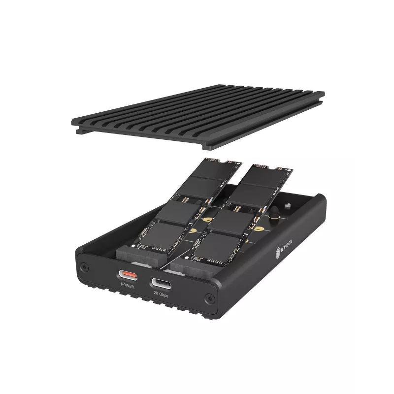 Raidsonic IB-2817M-C32 Externe Behuizing voor 2x NVMe SSD met USB 3.2 Gen 2x2 Type-C