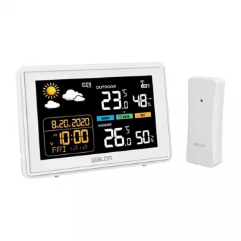 RAINPOINT Baldrtherm B0359WST2H2PR Weerstation met buitensensor – Kleuren-LCD, 433 MHz, 3 sensoren