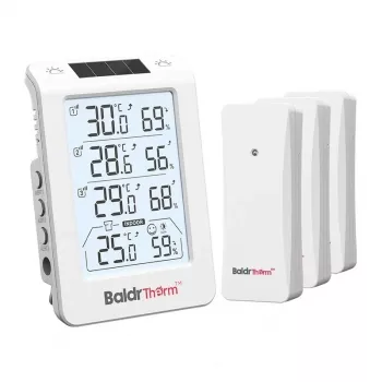 RAINPOINT BALDRTHERM B0598 3-kanaals thermo-hygrometer met automatische achtergrondverlichting