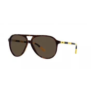 Ralph Lauren PH4173-500373 heren zonnebril, rechthoekig, Havana, bruine glazen, 59/14/140 mm