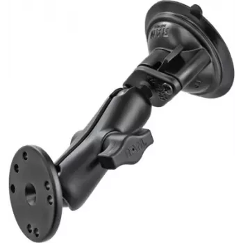 RAM Mounts zuignaphouder met AMPS-adapter – B-kogel (1 inch), diamantgrondplaat, middelste arm, ronde grondplaat (RAM-B-166-202U)