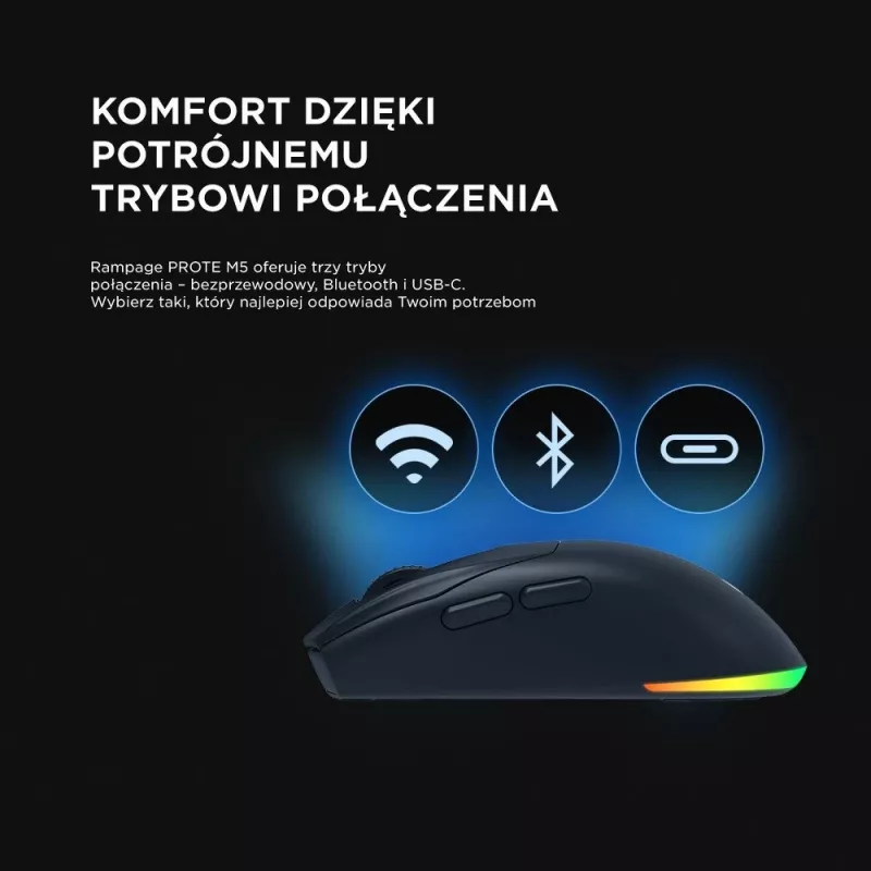Rampage Prote M5 24000 DPI RGB LED 1kHz zwarte gaming-muis