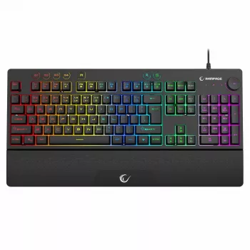Rampage Simula RGB Macro KB-GX65 bedrade membraan gaming toetsenbord met polssteun, zwart