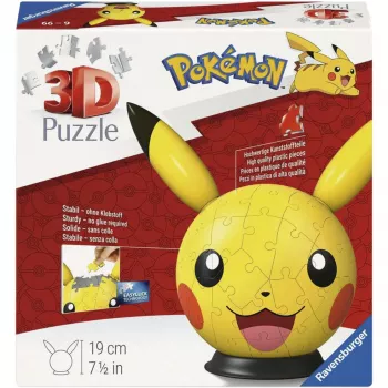 Ravensburger 3D puzzelbal Pokémon Pikachu met oren - 54 onderdelen