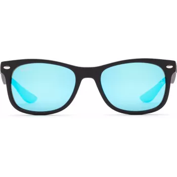 Ray-Ban Junior RJ9052S100S55 zonnebril - glanzend zwart montuur, lichtblauwe spiegelglazen, 48 mm