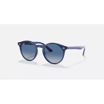 Ray-Ban Junior RJ9064S447062 kinderen zonnebril, transparant blauw montuur, grijze verloopglazen, 44 mm