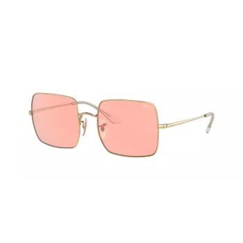 Ray-Ban RB1971 Square 1971 Classic Zonnebril Goud Roze-Bruin Verloop 54mm