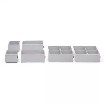 Rayen uitschuifbare lade-organizer bestekinzet, 310-500 mm, grijs/wit, 6-8 vakken, vaatwasserbestendig