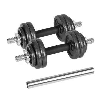 REBEL ACTIVE verstelbare dumbbells in koffer 15 kg met verbindingsstang