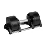 REBEL ACTIVE gietijzeren verstelbare dumbbell 24 kg, Quick-Select-draaischijf, 2-kg-stappen, zwart