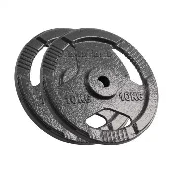 REBEL ACTIVE gietijzeren gewichtenset 2x10kg, boring 31mm, schijven met handgrepen, zwart