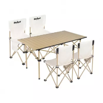 Rebel actieve campingset, tafel en 4 stoelen, metalen frame