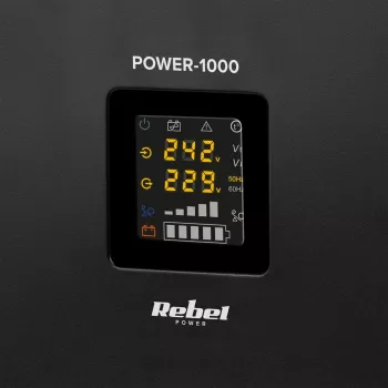 Rebel POWER-1000 wandgemonteerde noodstroomvoorziening – zuivere sinus omvormer met 12V-laadfunctie, 230V, 1000VA/700W