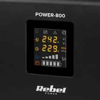 Rebel POWER-800 wandgemonteerde noodstroomvoorziening – zuivere sinusomvormer met 12V-laadfunctie, 230V, 800VA/500W