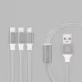 Recci Universele Delicate RCS-H120 3 in 1 Micro USB + 2 x Lightning snellaadkabel 1,2 m grijs