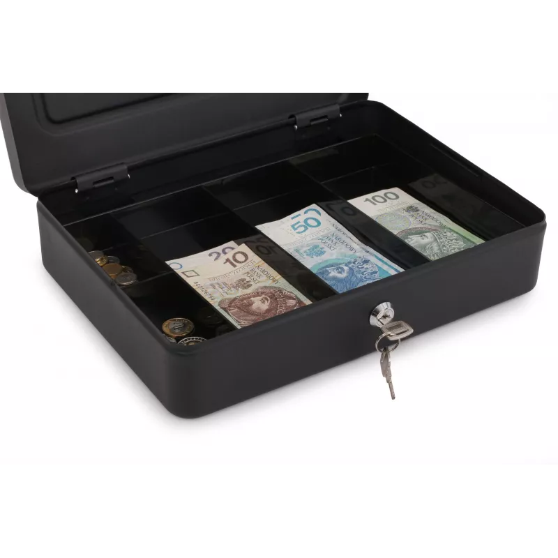 RED EAGLE BOX-300 metalen geldkist met sleutelslot, zwart, staal