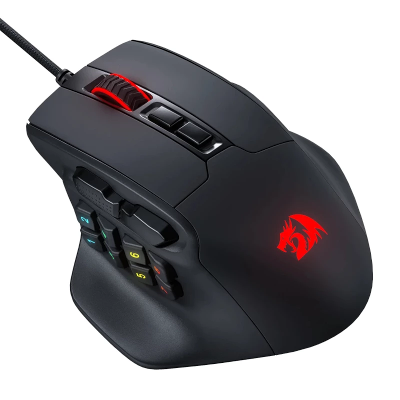 REDRAGON Aatrox 6200DP RGB MMO gaming-muis - zwart