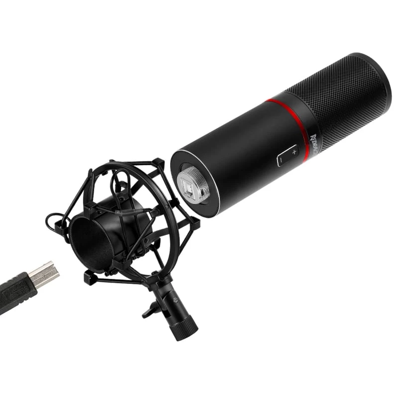 REDRAGON BLAZAR cardioïde USB-gamingmicrofoon en statief, Zwart